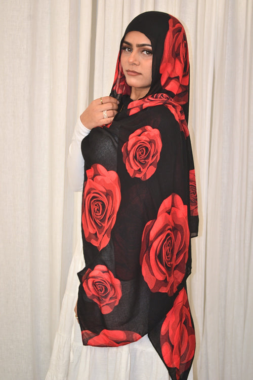 Midnight rose - Printed Hijab