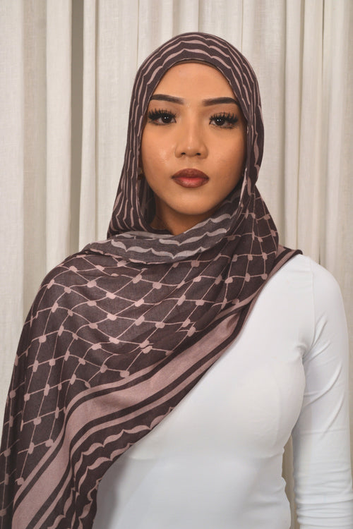 Mocha Kuffiah  - Printed Hijab