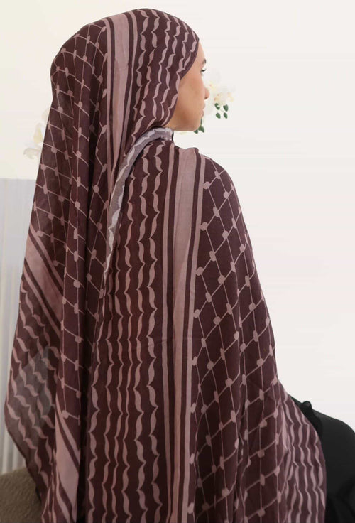 Mocha Kuffiah  - Printed Hijab