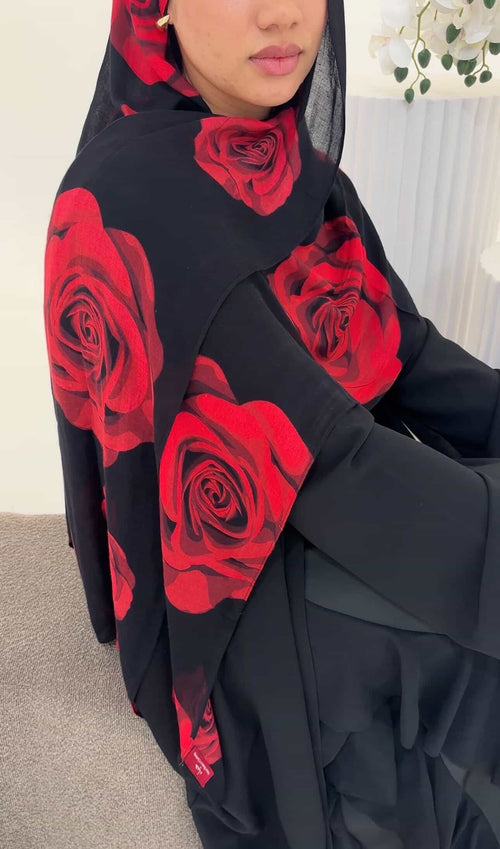 Midnight rose - Printed Hijab