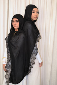 Jet Black - Lace Hijab Set