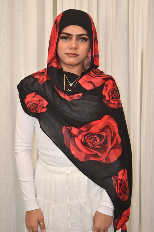 Midnight rose - Printed Hijab