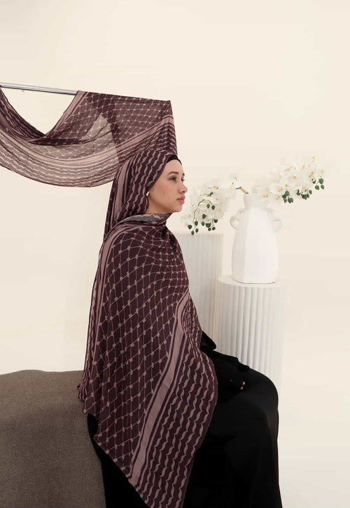 Mocha Kuffiah  - Printed Hijab