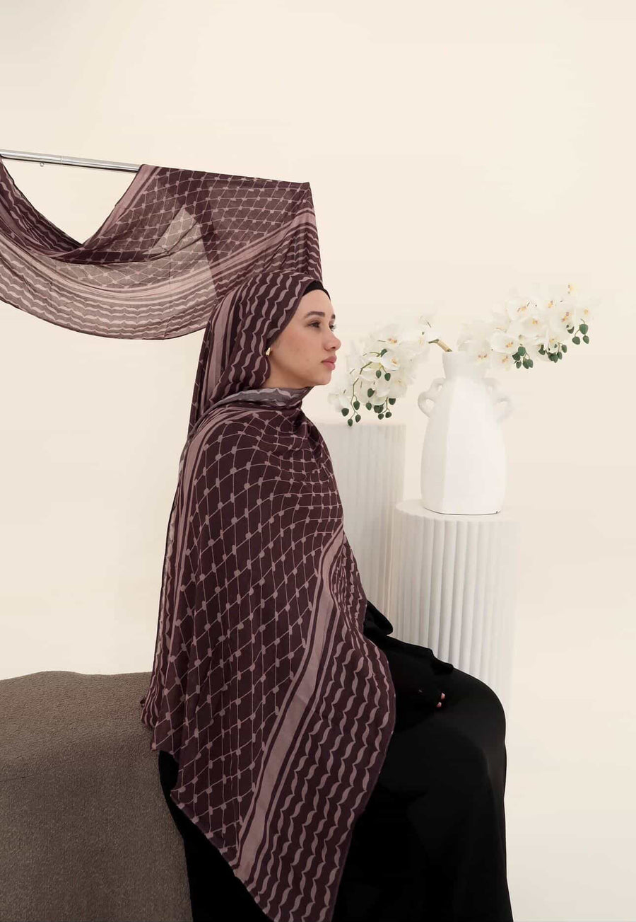 Mocha Kuffiah  - Printed Hijab