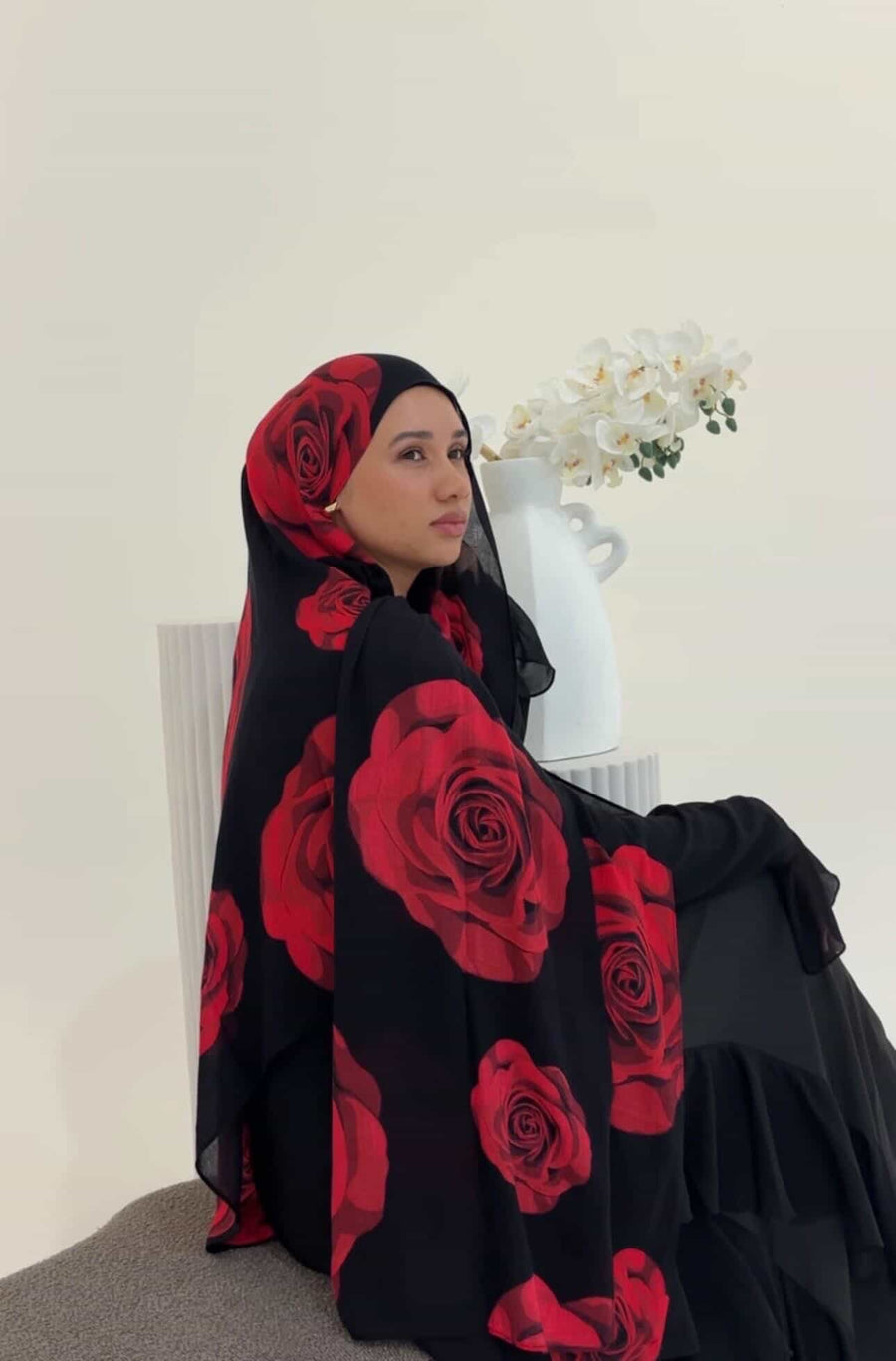 Midnight rose - Printed Hijab