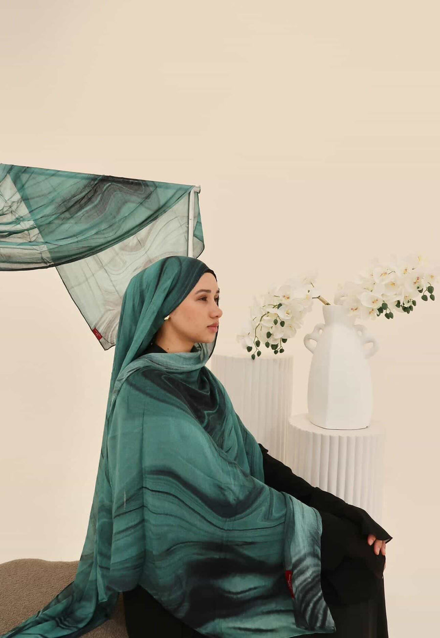 Azure Radiance - Printed Hijab