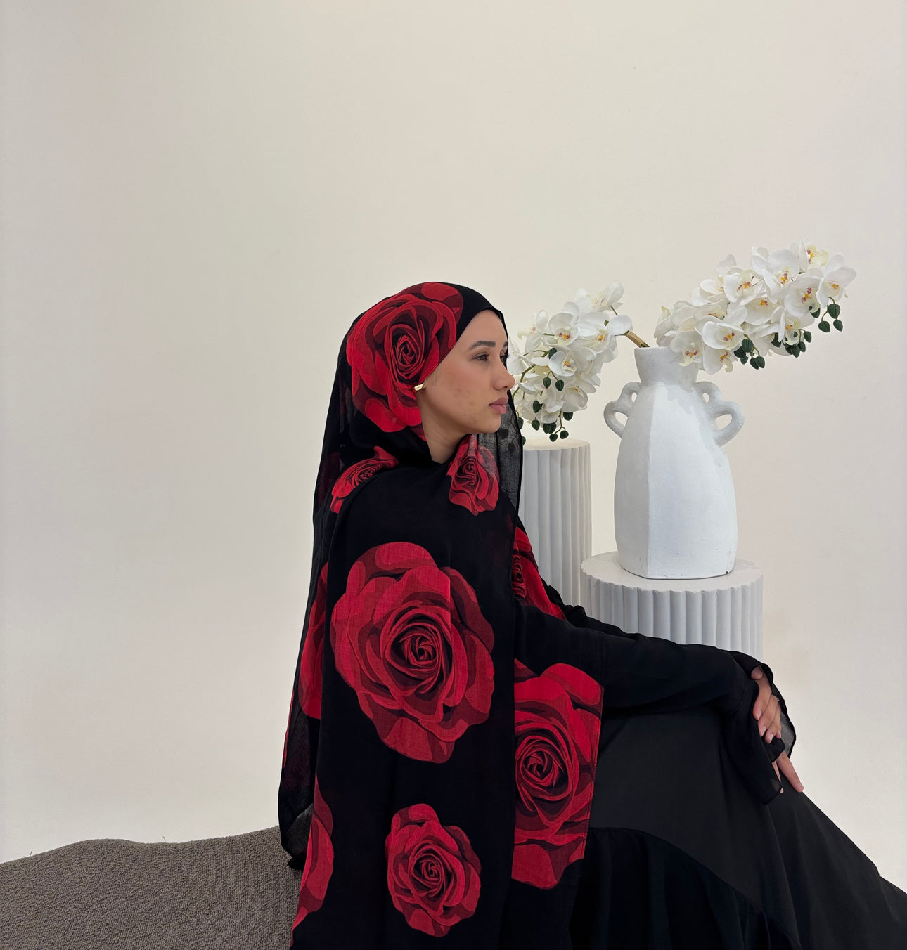 Midnight rose - Printed Hijab