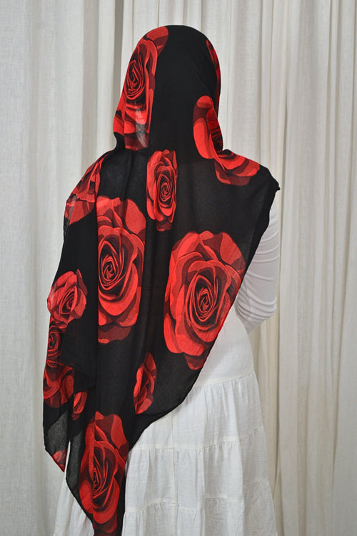 Midnight rose - Printed Hijab