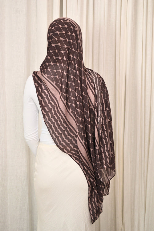 Mocha Kuffiah  - Printed Hijab